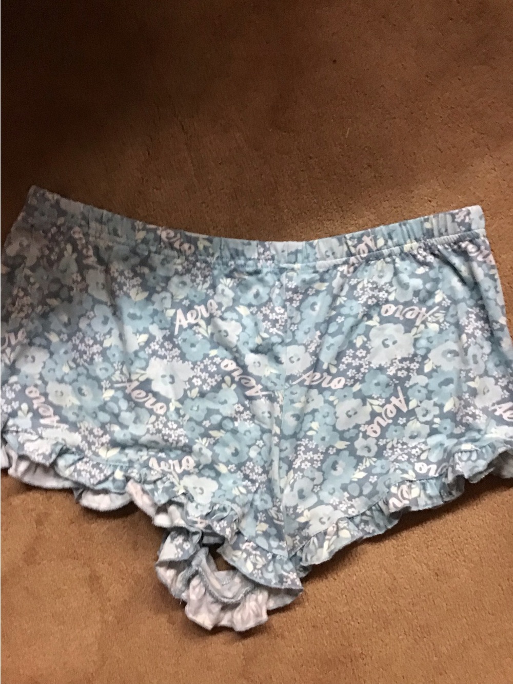 Aeropostale Light Blue Floral Ruffle Sleep Shorts